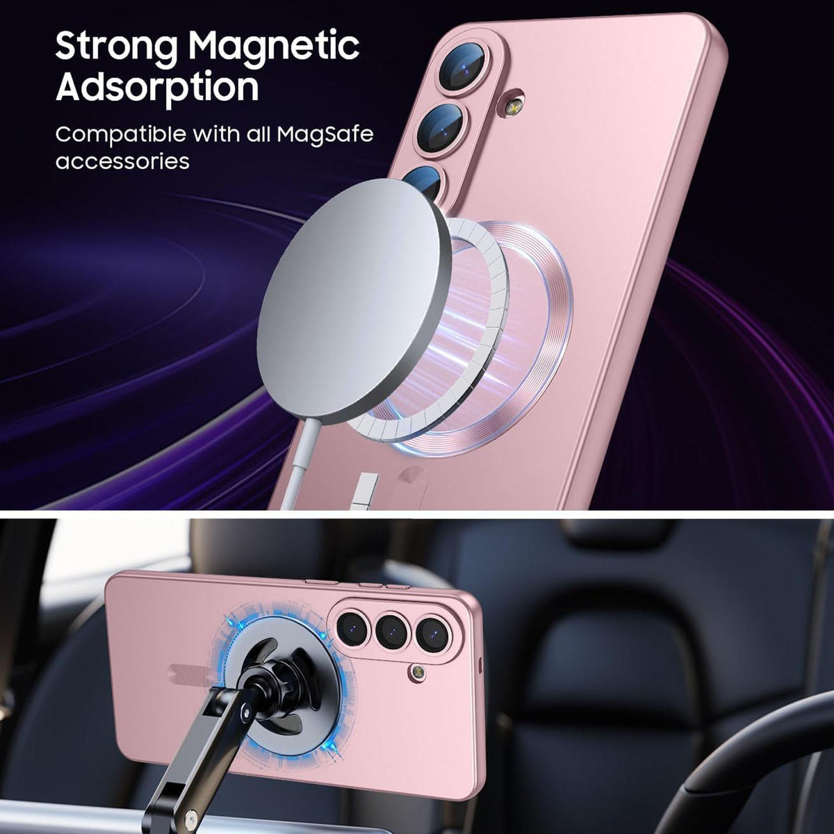 For Galaxy S23 FE 5G Ultra thin Metallic TPU MagSafe Phone Case with Lens Film - Pink - SYA003492727A