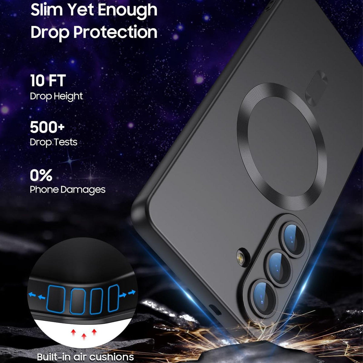 For Galaxy S23 FE 5G Ultra thin Metallic TPU MagSafe Phone Case with Lens Film - Black - SYA003492727B