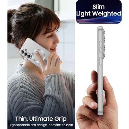 For Galaxy S23 FE 5G Ultra thin Metallic TPU MagSafe Phone Case with Lens Film - Silver - SYA003492727C
