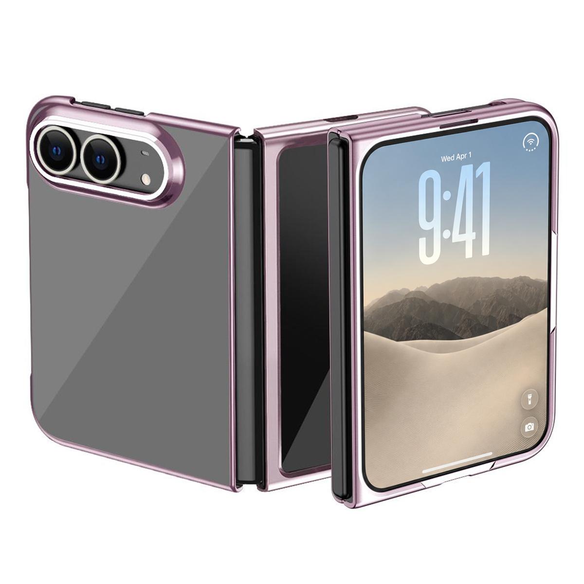 For iPhone Duo Electroplating Transparent Shockproof Phone Case - rose gold - SYA003492801A