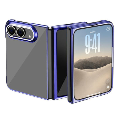 For iPhone Duo Electroplating Transparent Shockproof Phone Case - Bule - SYA003492801B