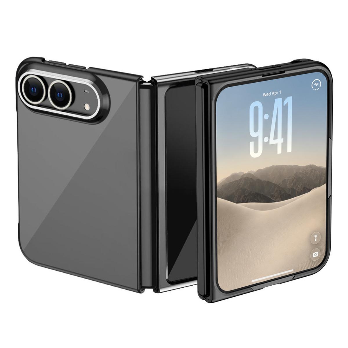 For iPhone Duo Electroplating Transparent Shockproof Phone Case - Black - SYA003492801C