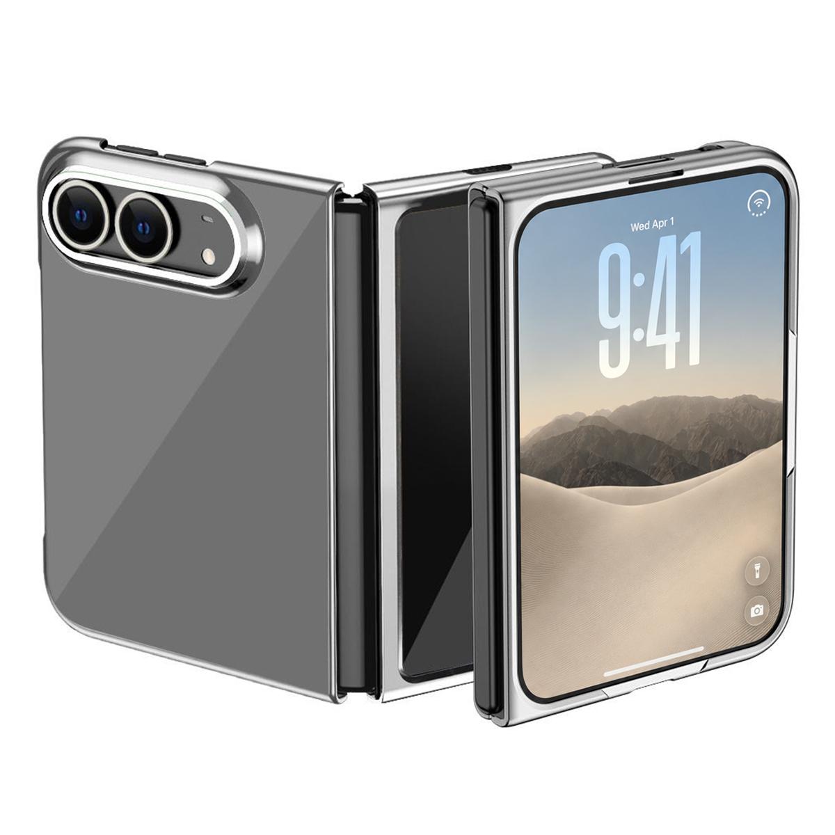 For iPhone Duo Electroplating Transparent Shockproof Phone Case - silvery - SYA003492801E