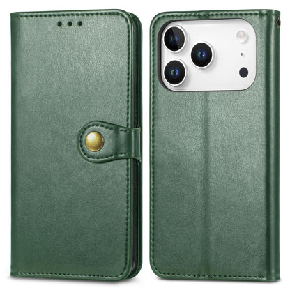 For iPhone 18 Pro Retro Solid Color Buckle Leather Phone Case - Green - SYA003492901C