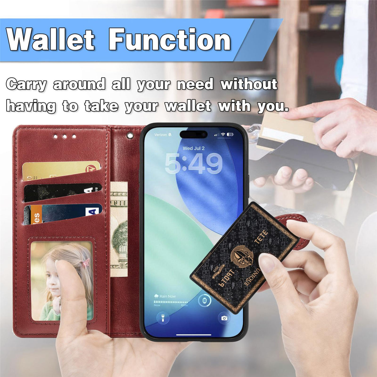 For iPhone 18 Pro Retro Solid Color Buckle Leather Phone Case - Red - SYA003492901D