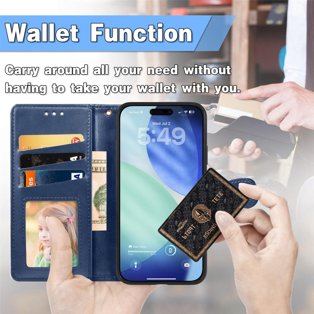 For iPhone 18 Pro Retro Solid Color Buckle Leather Phone Case - Blue - SYA003492901E