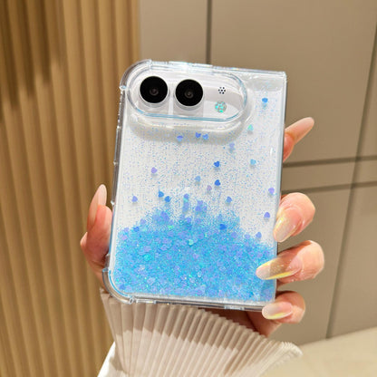 For iPhone Duo Sequins Glitter Gradient Epoxy TPU Phone Case - Blue - SYA003495001A