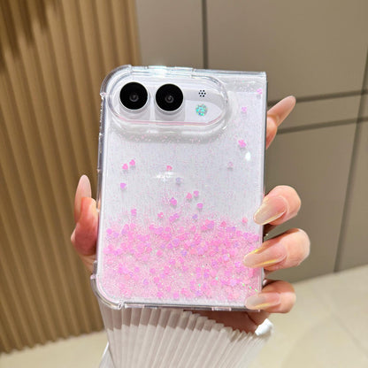 For iPhone Duo Sequins Glitter Gradient Epoxy TPU Phone Case - Pink - SYA003495001B