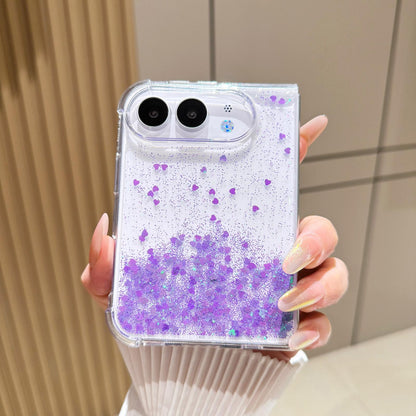 For iPhone Duo Sequins Glitter Gradient Epoxy TPU Phone Case - Purple - SYA003495001D