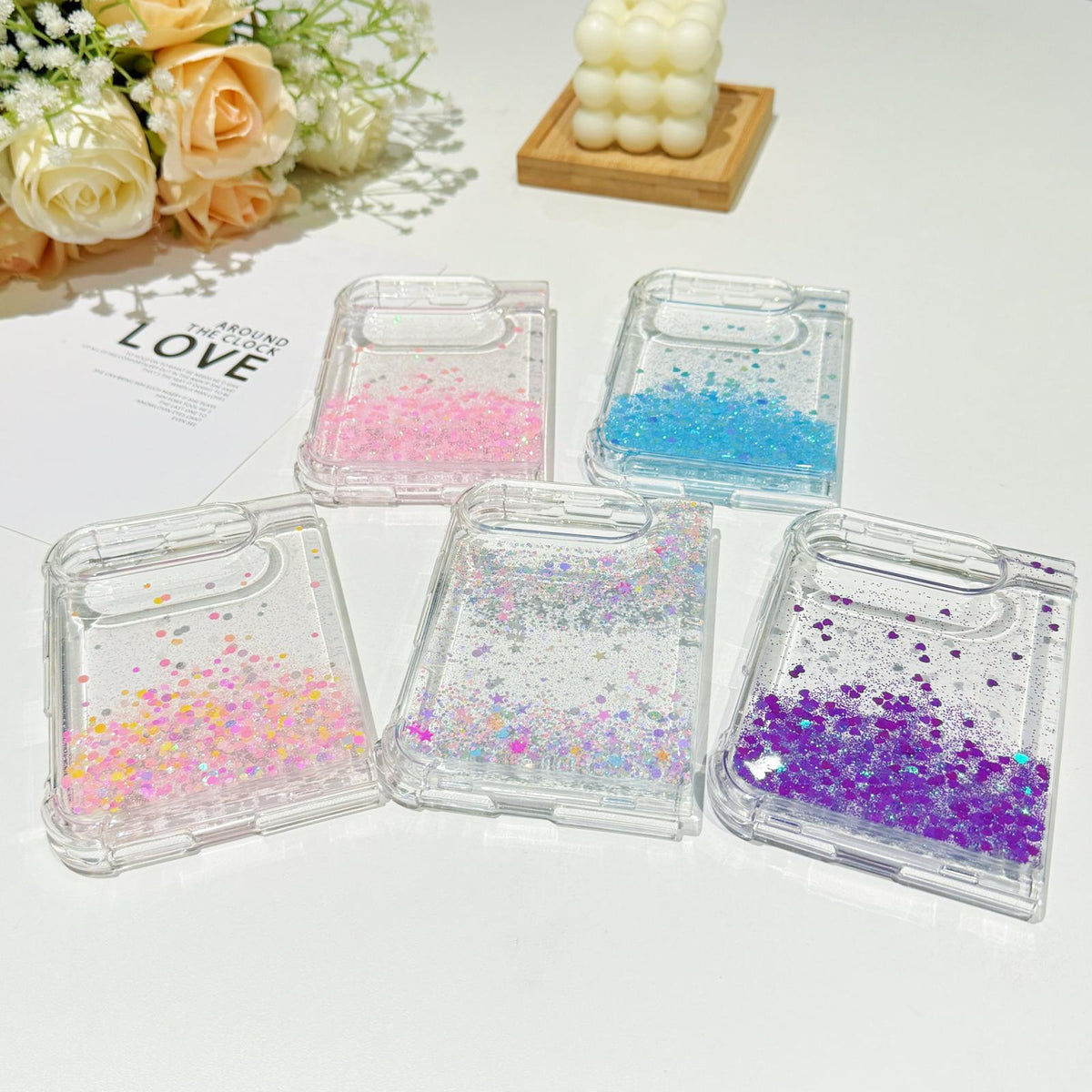 For iPhone Duo Sequins Glitter Gradient Epoxy TPU Phone Case - Blue - SYA003495001A