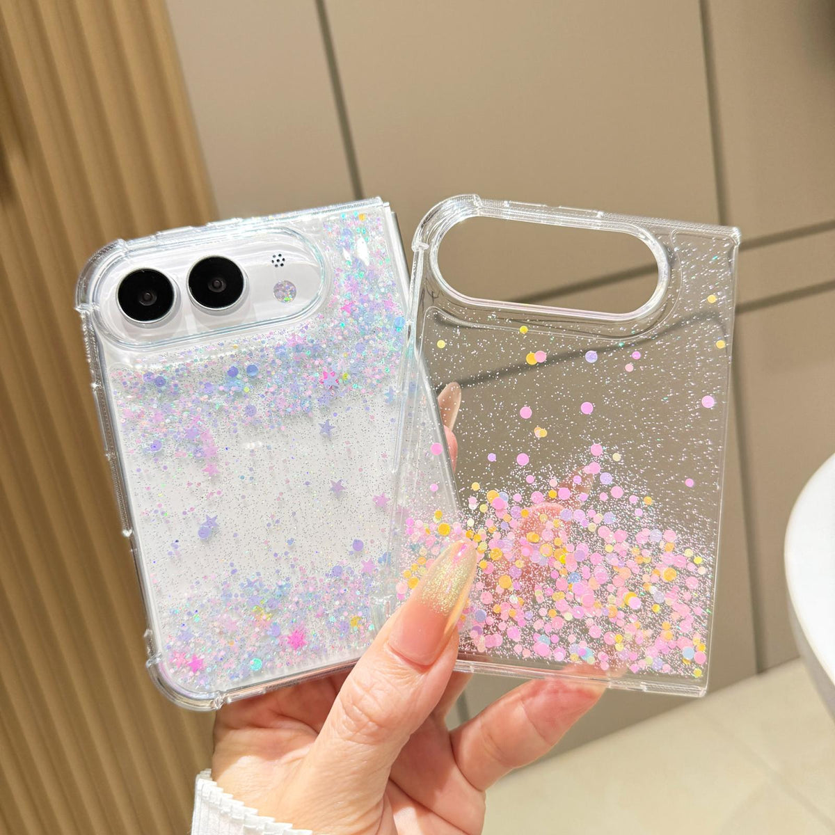 For iPhone Duo Sequins Glitter Gradient Epoxy TPU Phone Case - Blue - SYA003495001A