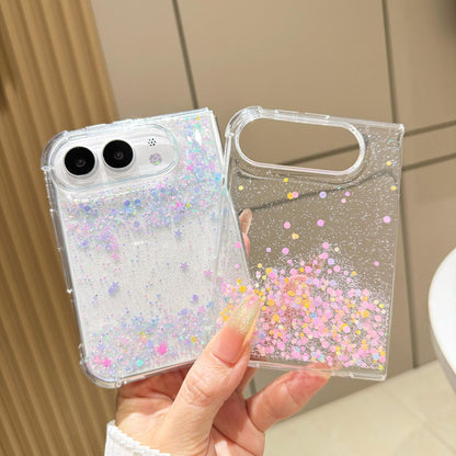 For iPhone Duo Sequins Glitter Gradient Epoxy TPU Phone Case - Blue - SYA003495001A