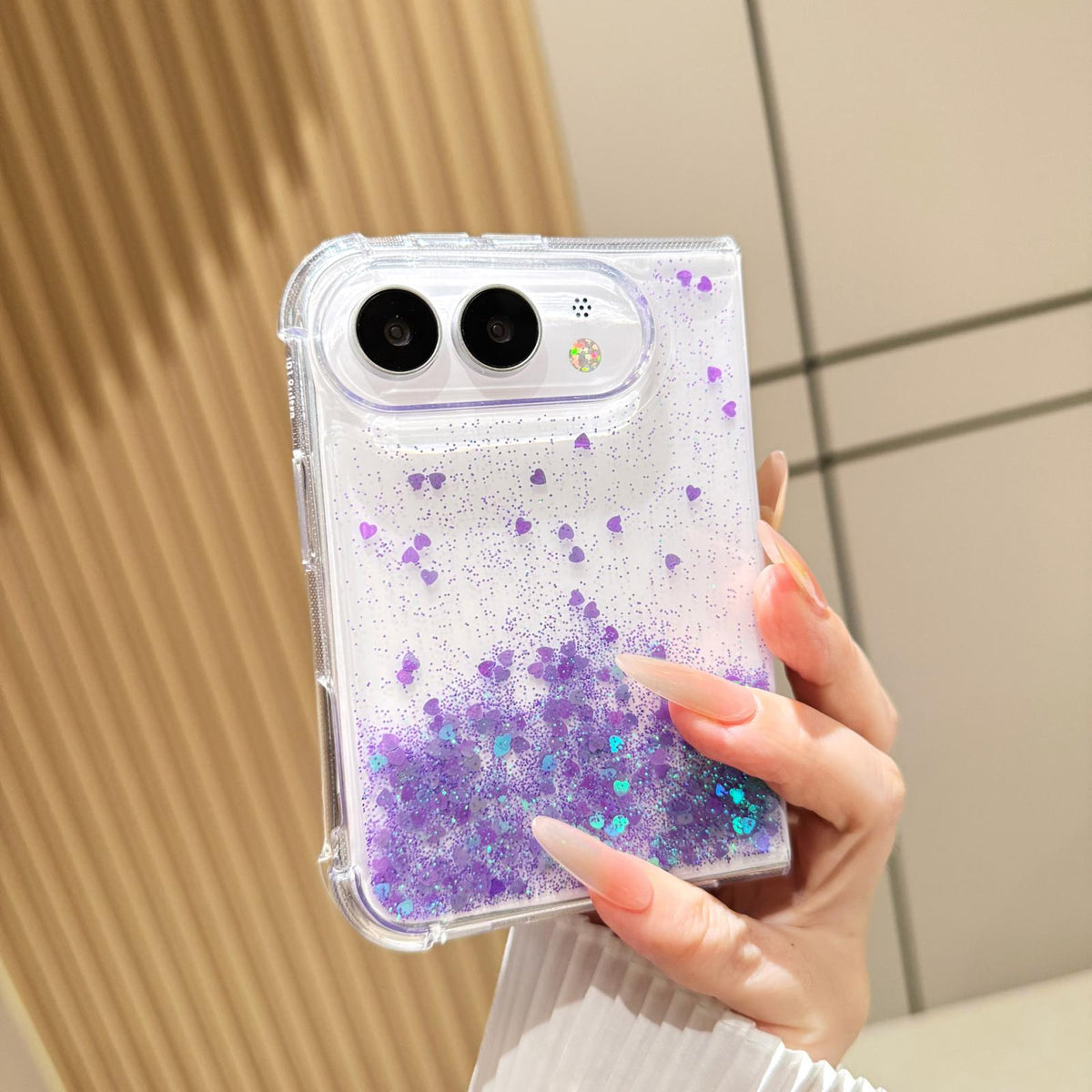 For iPhone Duo Sequins Glitter Gradient Epoxy TPU Phone Case - Blue - SYA003495001A