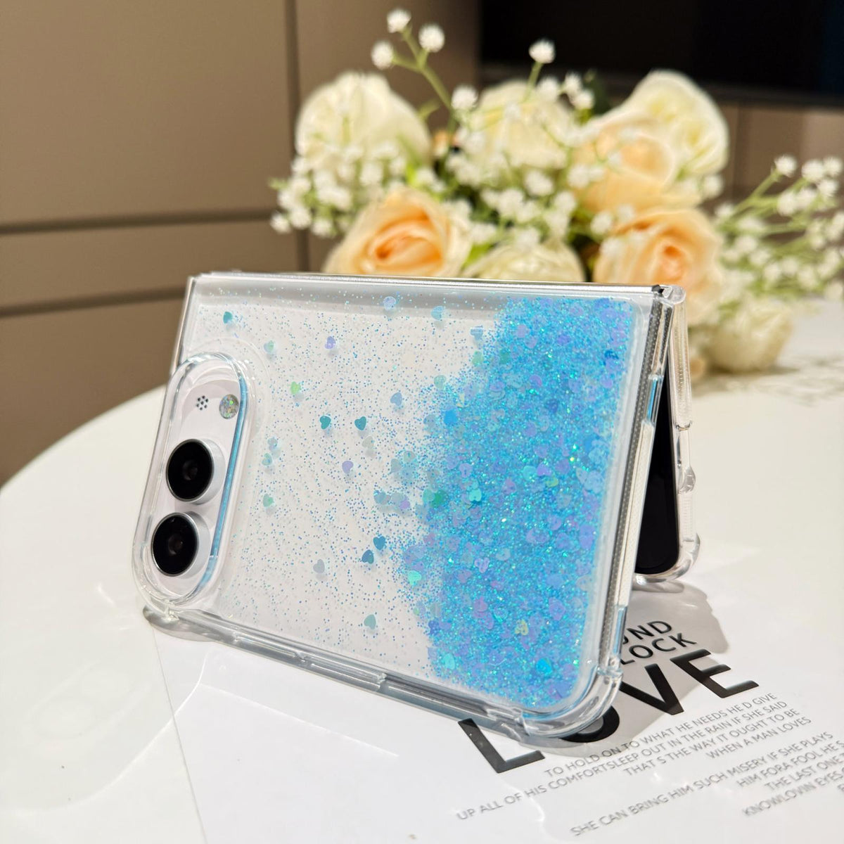 For iPhone Duo Sequins Glitter Gradient Epoxy TPU Phone Case - Blue - SYA003495001A