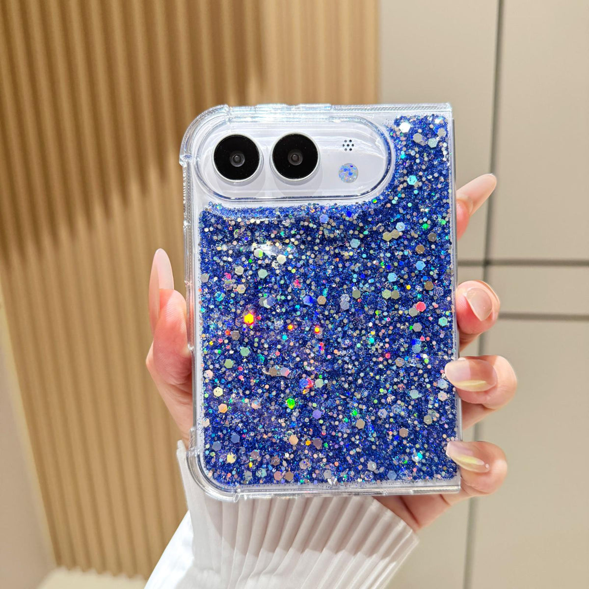 For iPhone Duo Glitter Sequins Epoxy TPU Phone Case - Blue - SYA003495101B