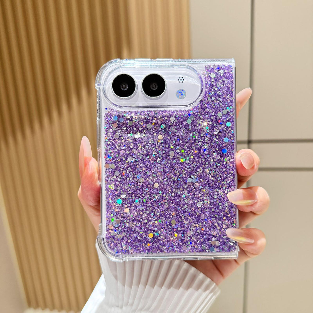 For iPhone Duo Glitter Sequins Epoxy TPU Phone Case - Purple - SYA003495101D