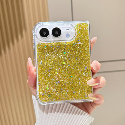 For iPhone Duo Glitter Sequins Epoxy TPU Phone Case - Gold - SYA003495101E