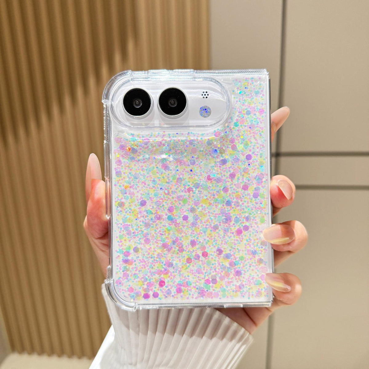 For iPhone Duo Glitter Sequins Epoxy TPU Phone Case - Colorful - SYA003495101H