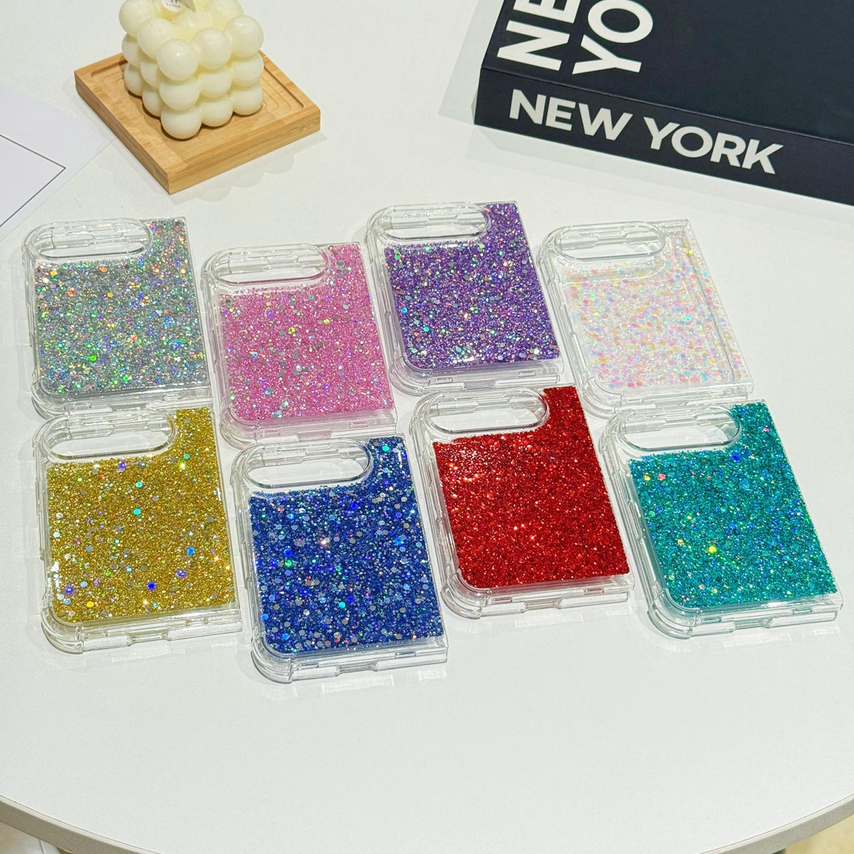 For iPhone Duo Glitter Sequins Epoxy TPU Phone Case - Pink - SYA003495101A