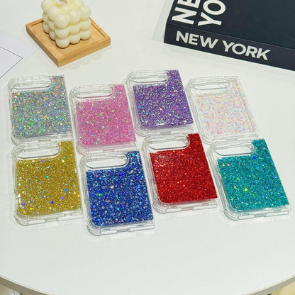 For iPhone Duo Glitter Sequins Epoxy TPU Phone Case - Pink - SYA003495101A