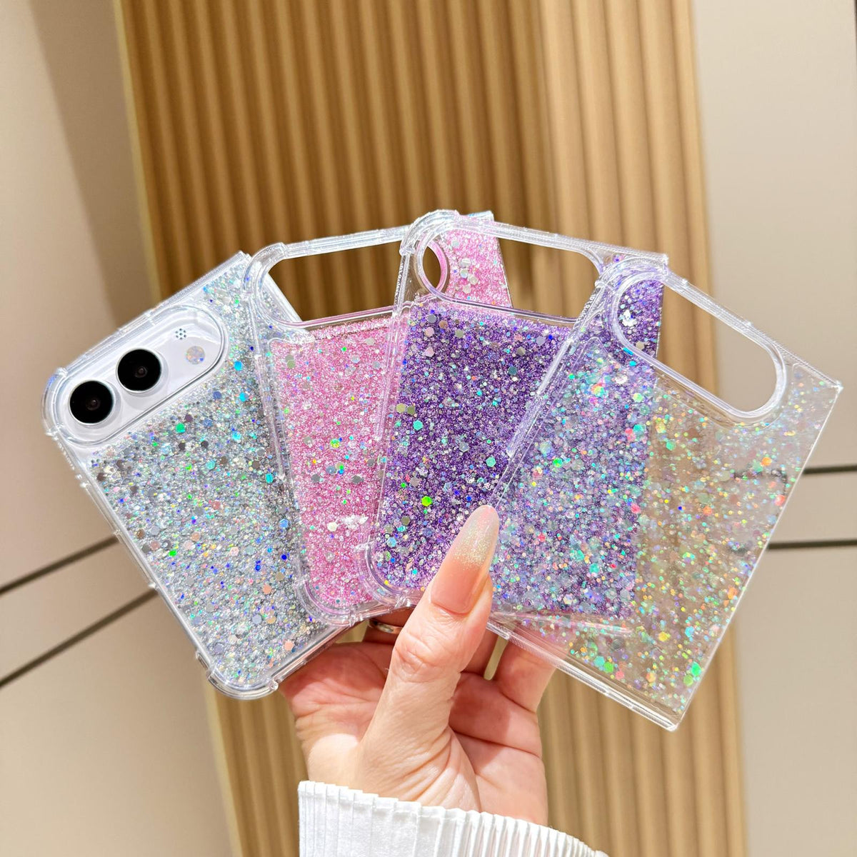 For iPhone Duo Glitter Sequins Epoxy TPU Phone Case - Pink - SYA003495101A