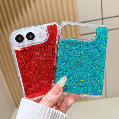 For iPhone Duo Glitter Sequins Epoxy TPU Phone Case - Pink - SYA003495101A