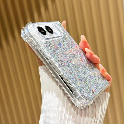 For iPhone Duo Glitter Sequins Epoxy TPU Phone Case - Pink - SYA003495101A