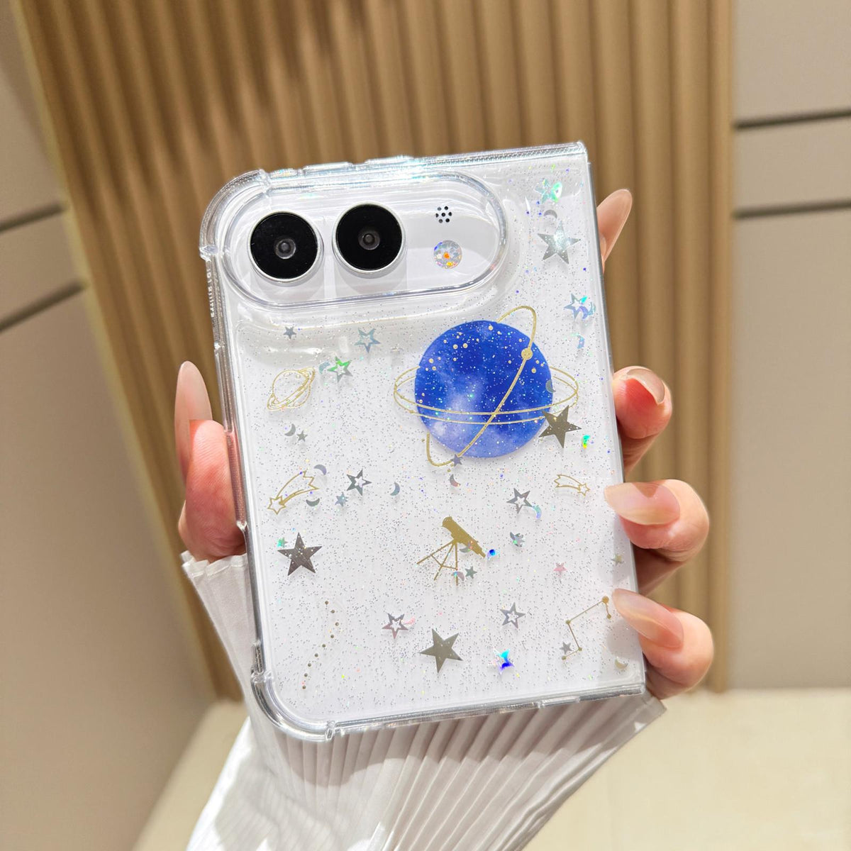 For iPhone Duo Cosmic Star Glitter Epoxy TPU Phone Case - Blue - SYA003495201B