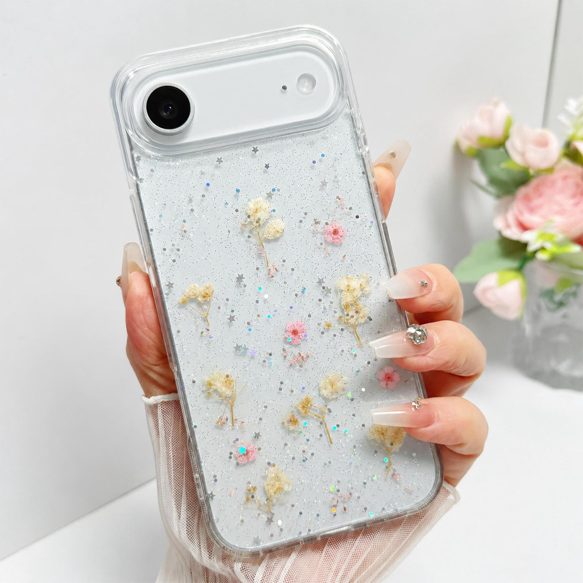 For iPhone Air Gypsophila Flowers Pattern TPU Protective Phone Case - Pink - SYA003495304A