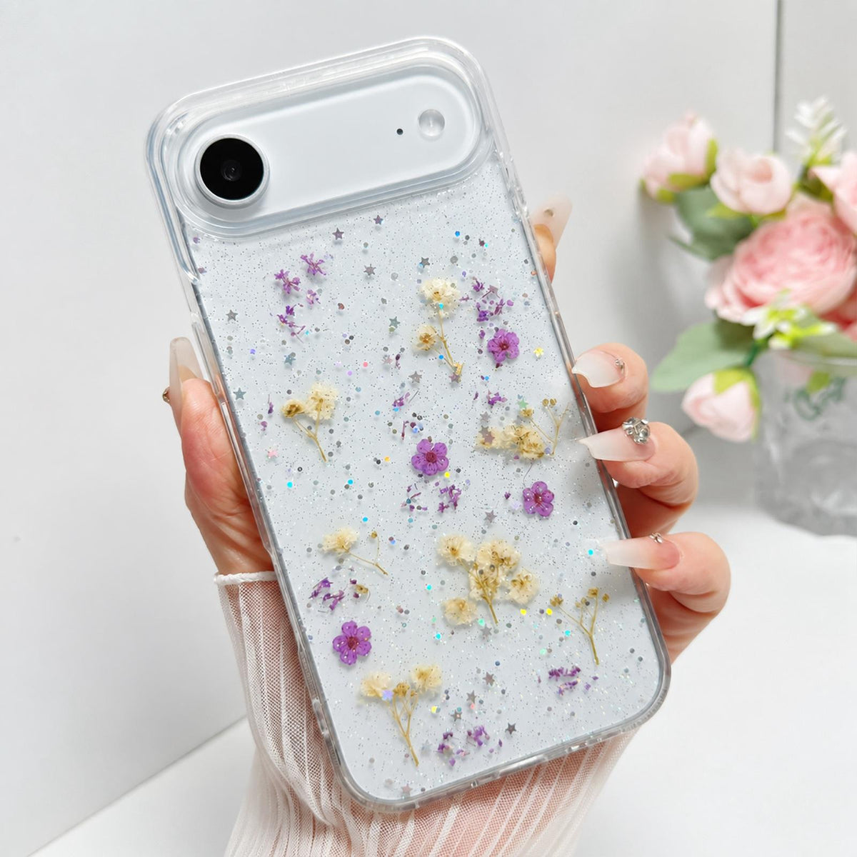For iPhone Air Gypsophila Flowers Pattern TPU Protective Phone Case - Purple - SYA003495304B
