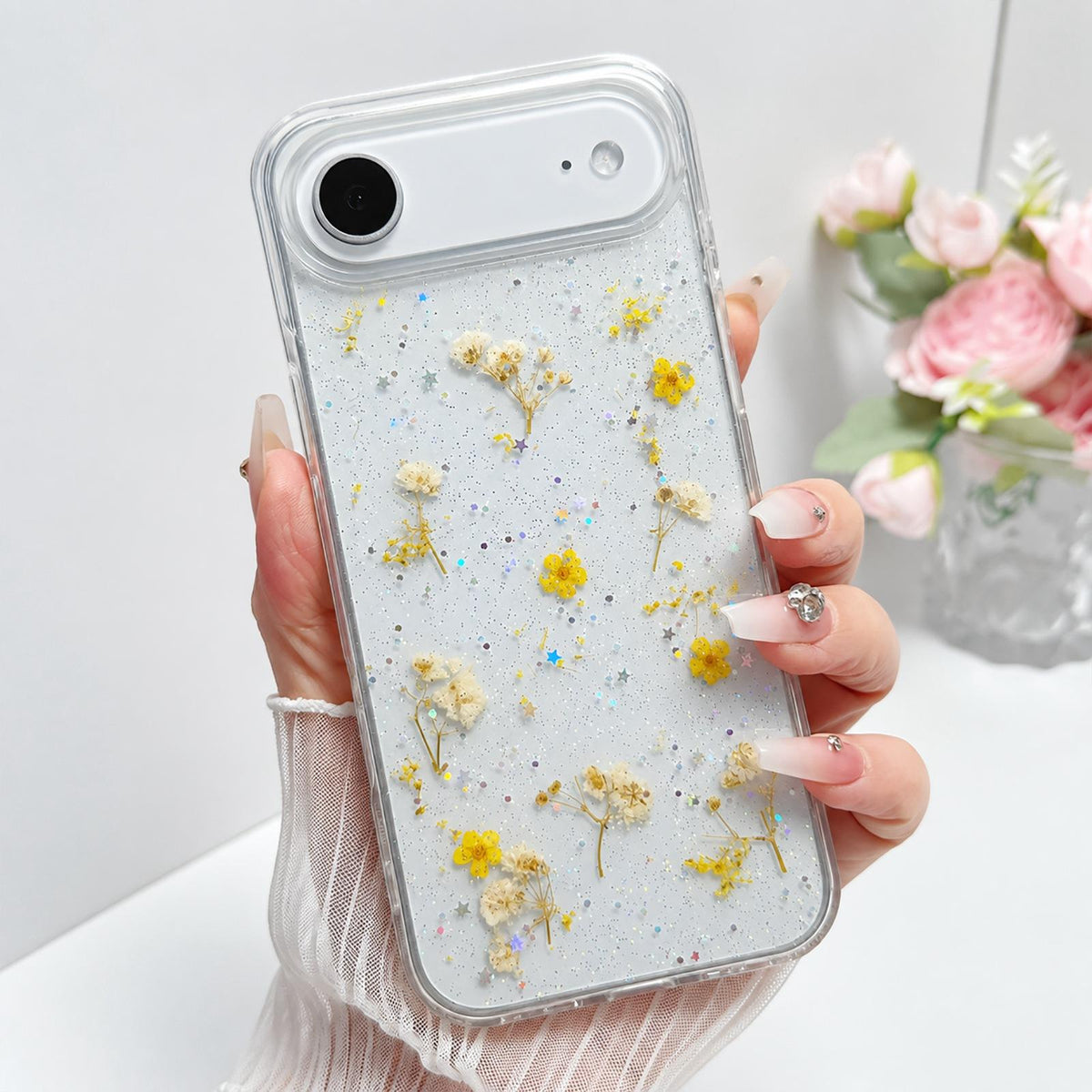 For iPhone Air Gypsophila Flowers Pattern TPU Protective Phone Case - Yellow - SYA003495304C