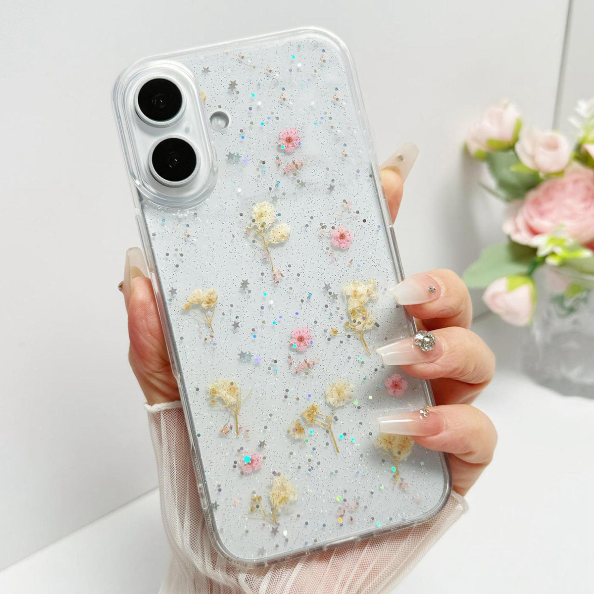For iPhone 17 Gypsophila Flowers Pattern TPU Protective Phone Case - Pink - SYA003495305A