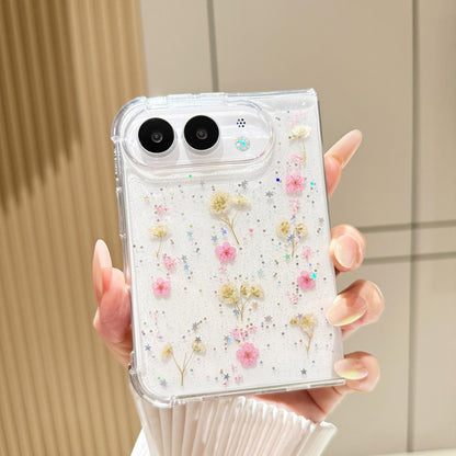 For iPhone Duo Gypsophila Flowers Pattern TPU Protective Phone Case - Pink - SYA003495501A