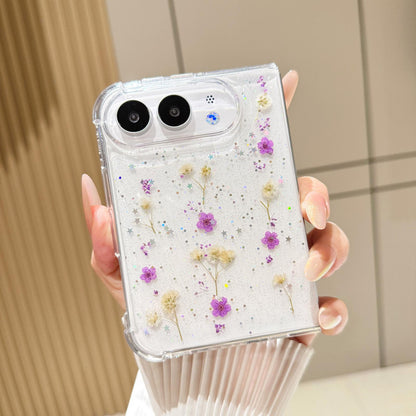 For iPhone Duo Gypsophila Flowers Pattern TPU Protective Phone Case - Purple - SYA003495501B