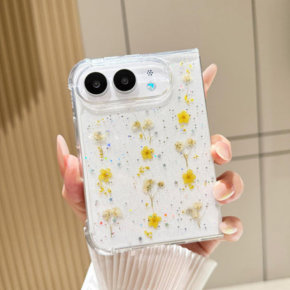 For iPhone Duo Gypsophila Flowers Pattern TPU Protective Phone Case - Yellow - SYA003495501C