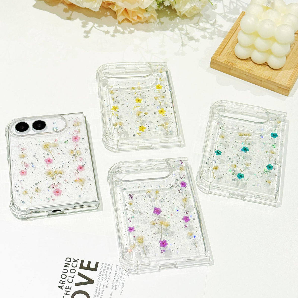 For iPhone Duo Gypsophila Flowers Pattern TPU Protective Phone Case - Pink - SYA003495501A