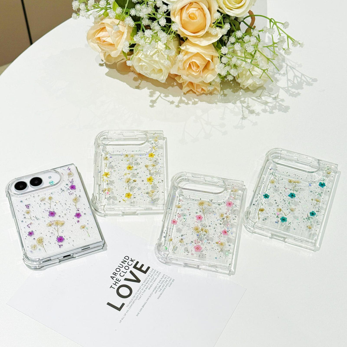 For iPhone Duo Gypsophila Flowers Pattern TPU Protective Phone Case - Pink - SYA003495501A