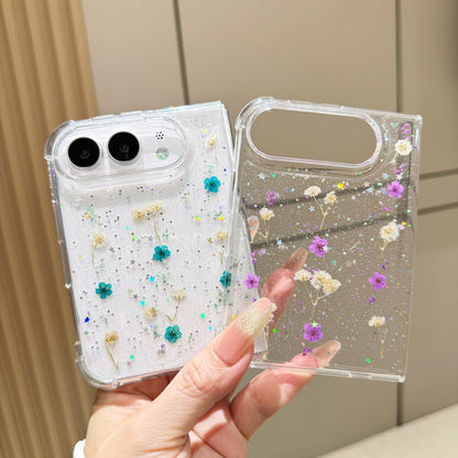 For iPhone Duo Gypsophila Flowers Pattern TPU Protective Phone Case - Pink - SYA003495501A