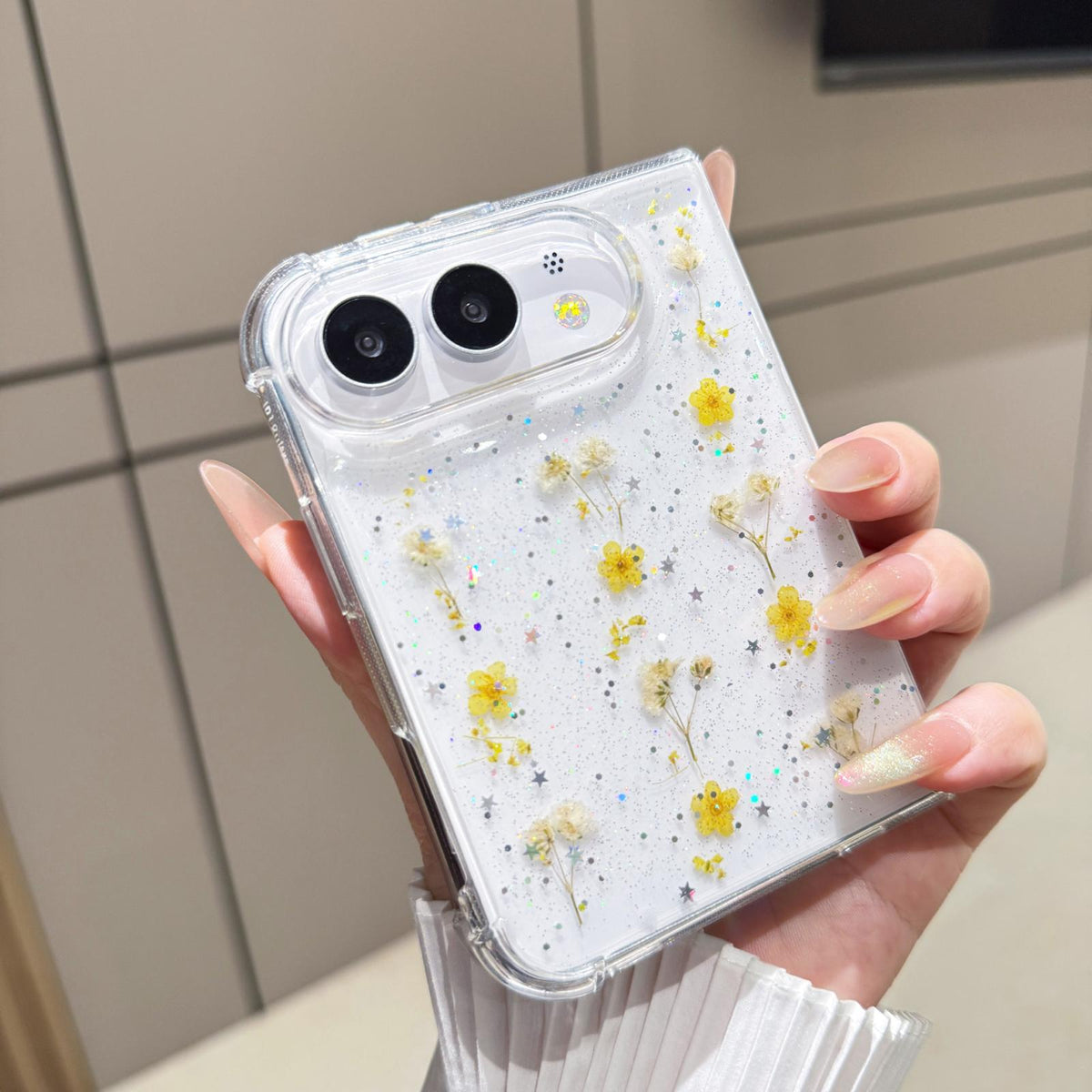 For iPhone Duo Gypsophila Flowers Pattern TPU Protective Phone Case - Pink - SYA003495501A