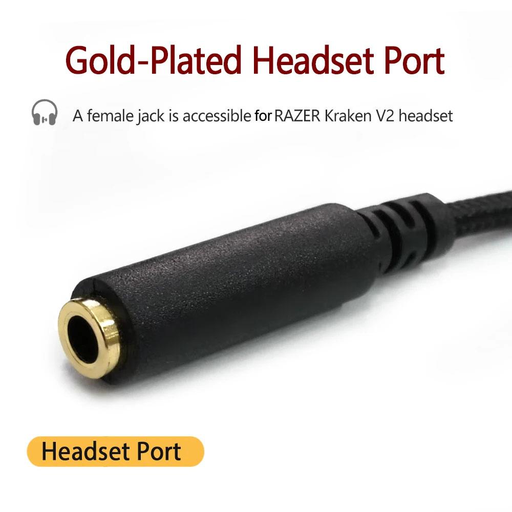 For Razer Kraken V2 3.5mm Male To Female 2 In 1 Extension Cable Audio Adapter, Length: 2m(Black)