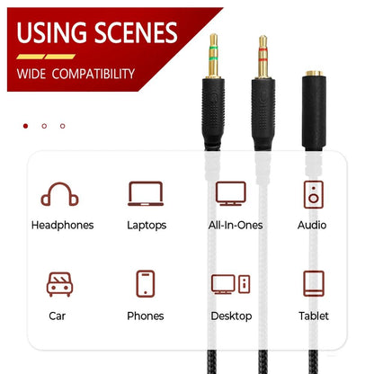 For Razer Kraken V2 3.5mm Male To Female 2 In 1 Extension Cable Audio Adapter, Length: 2m(Black)