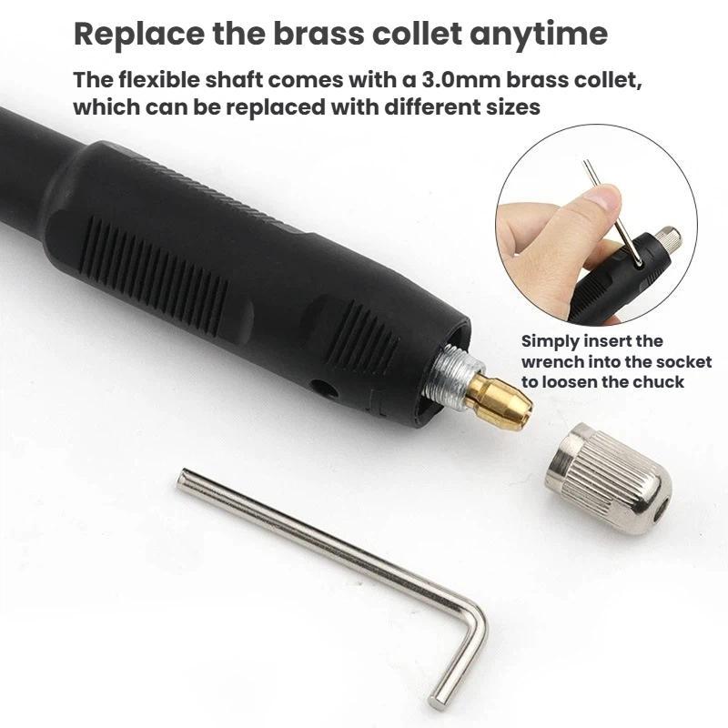 108cm Electric Grinder Engraver Extension Cable Flex Shaft Extension Cord(Silver Clip)